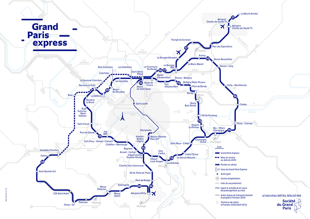 Carte du futur Grand Paris Express