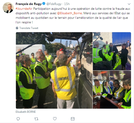Tweet de François de Rugy, ministre d'État de la Transition Écologique et solidaire sur la Journée de l'Air.