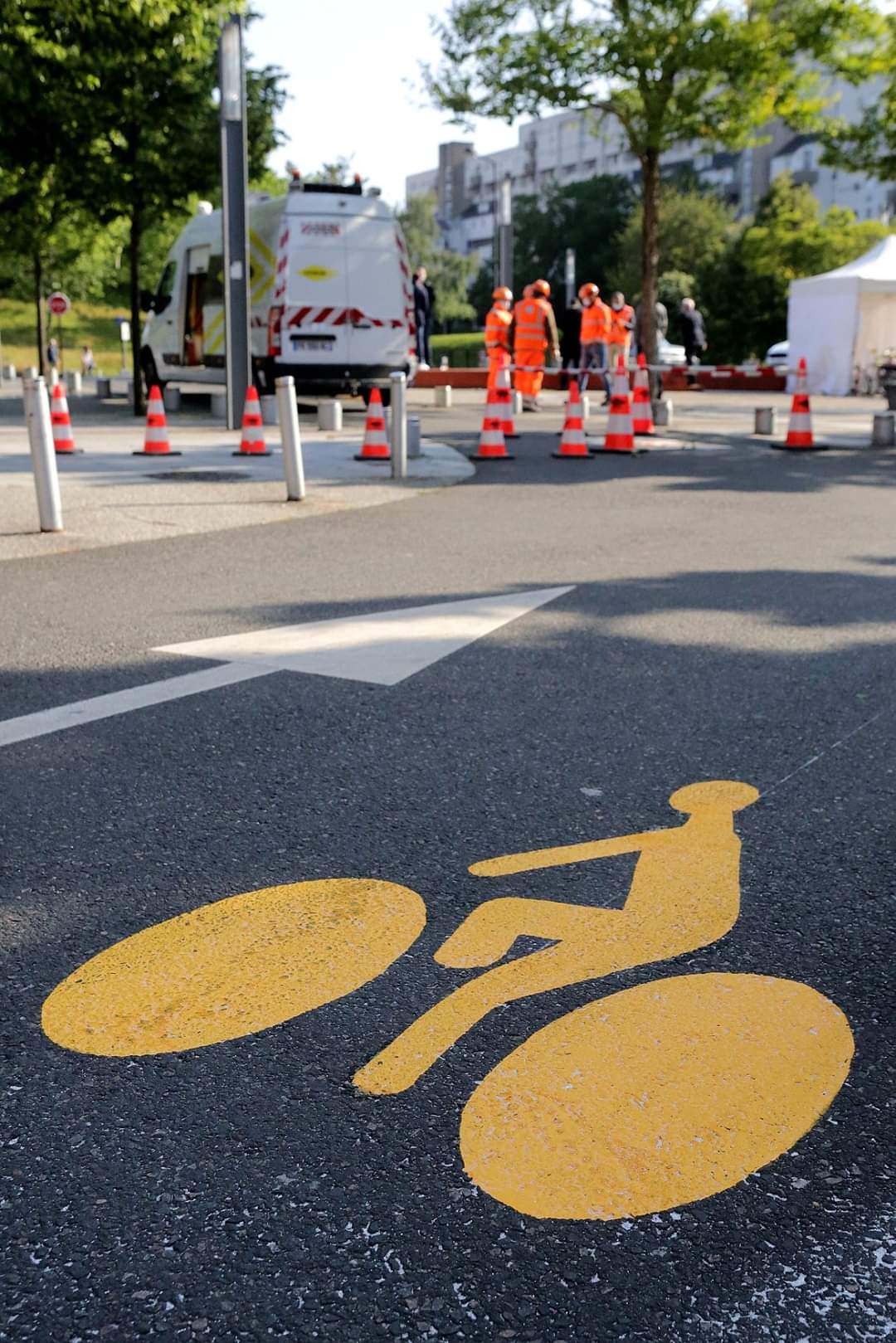 Piste cyclable en construction