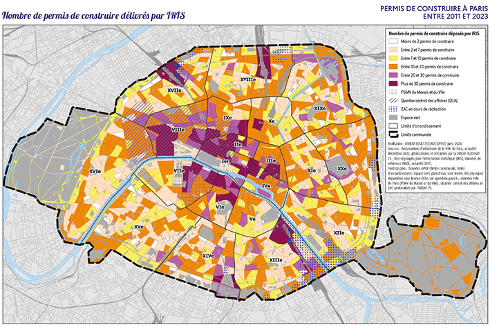 Nombre de permis de construire délivrés par IRIS