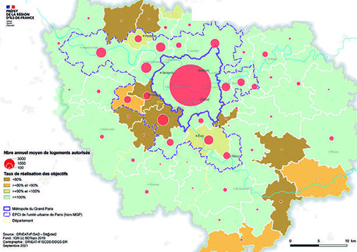 Logements autorisés sur la période 2016-2020 par EPCI au regard des objectifs fixés par le SRHH