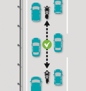 Bien respecter les distances de sécurité entre deux-roues motorisés en inter-files