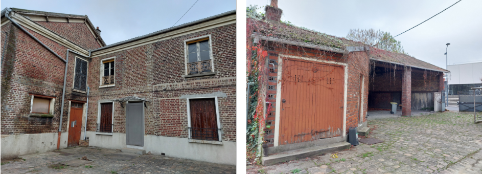 Ferme Gallieni. Photos du bâtiment principal (à gauche) et de l'écurie (à droite) - Novembre 2022