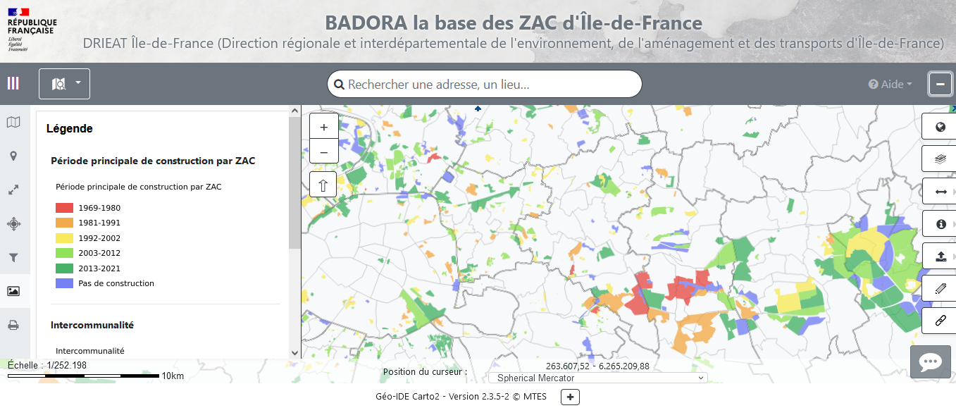 Badora, la base des ZAC d'Ile-de-France