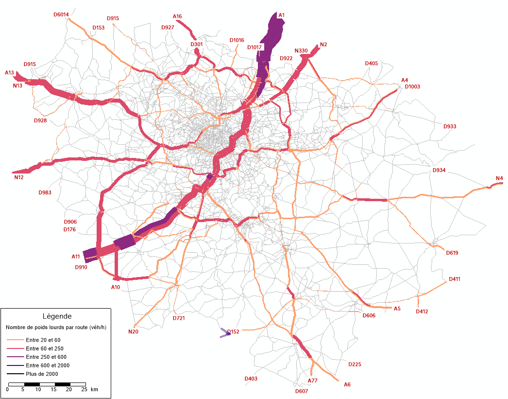  Carte 2 : Camions en échange ou transit en Île-de-France