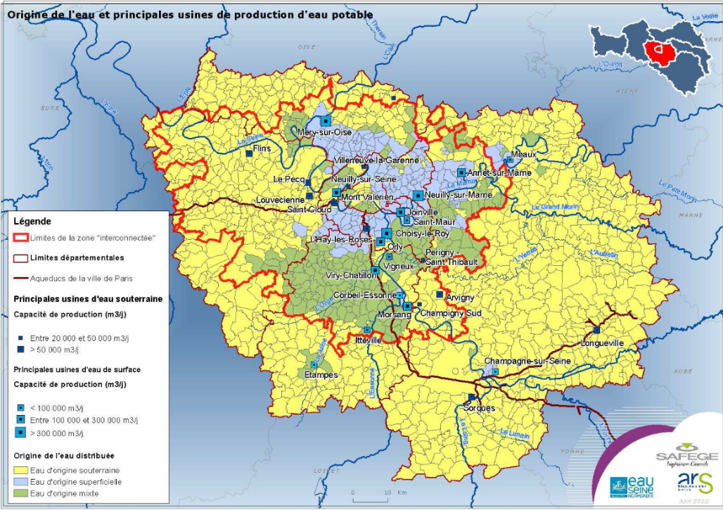 Origine de l'eau et principales usines de production d'eau potable