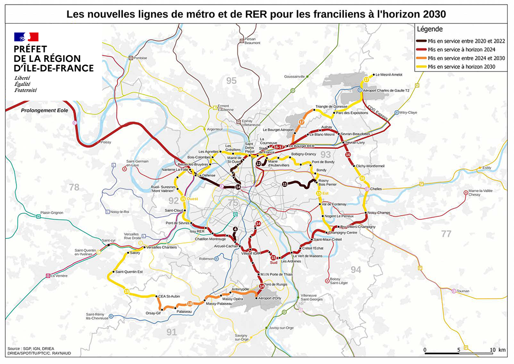 Les nouvelles lignes de métro et de RER pour les franciliens à l'horizon 2030