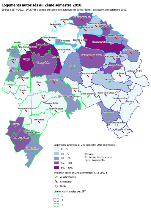 Logement autorisés au 2e semestre 2018 dans le Val-de-Marne