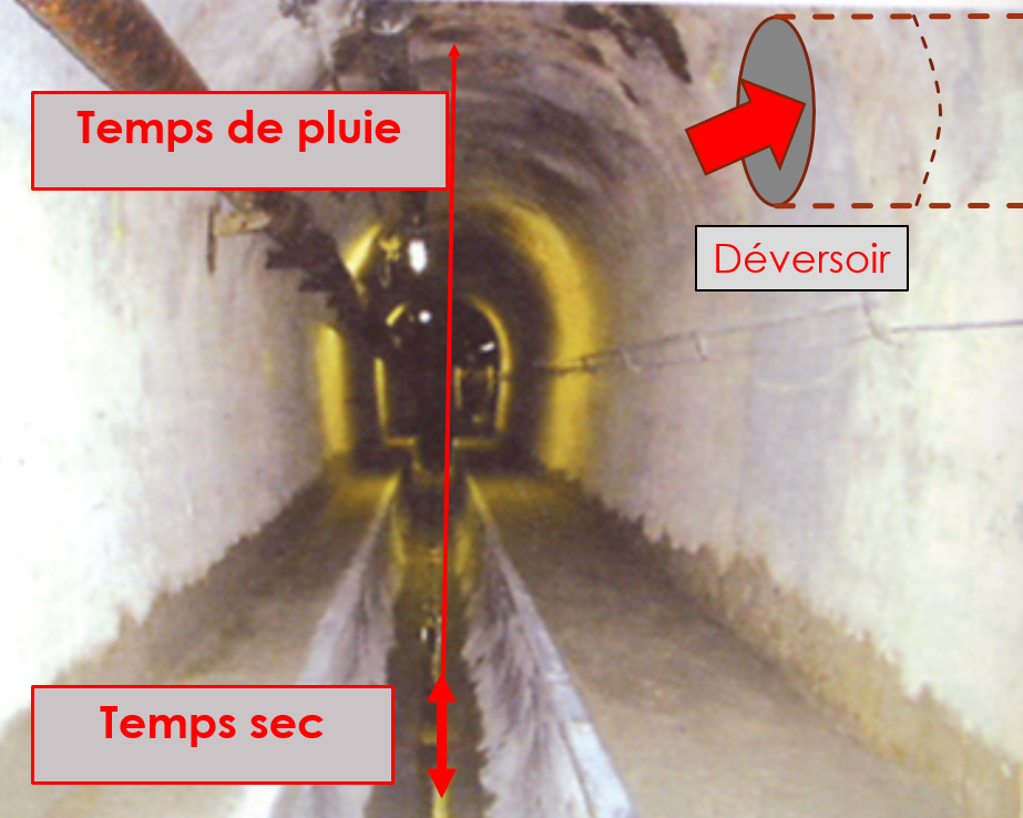 Réseau d'assainissement unitaire - photo Ville de Paris - schéma DRIEE
